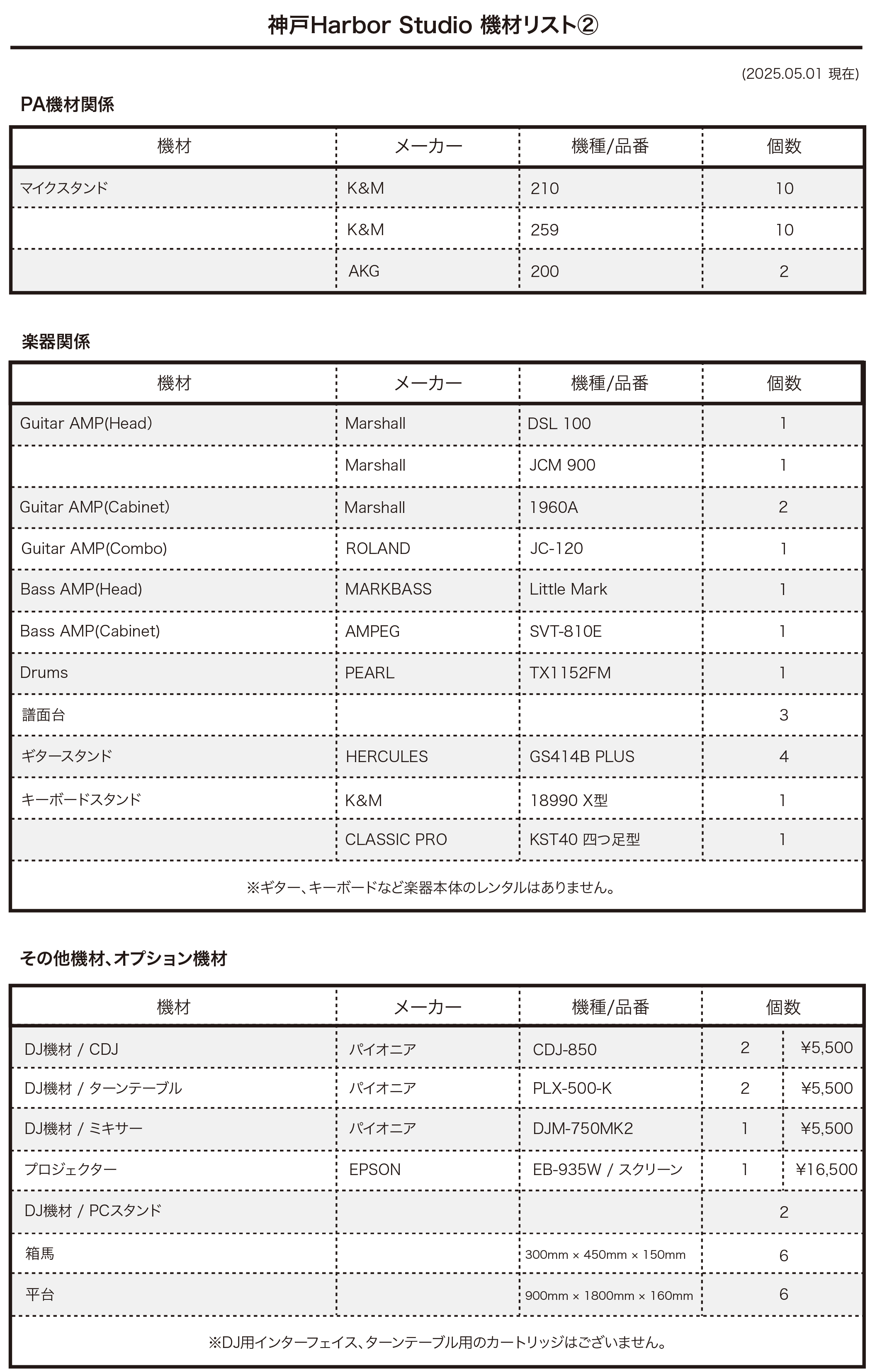 音響機材リスト
